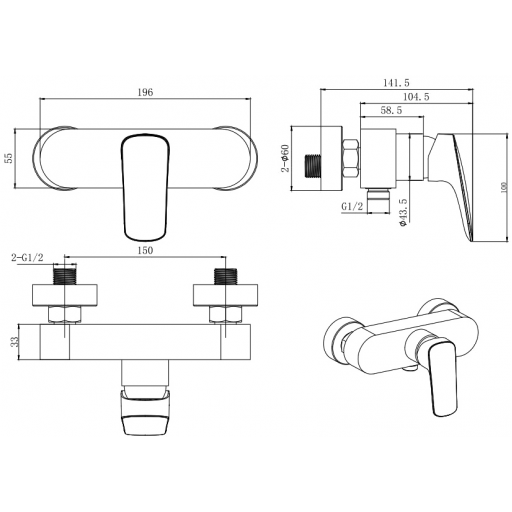 Смеситель для душа AQUATEK Вега AQ1060CR однорычажный хром Смеситель для душа AQUATEK Вега AQ1060CR однорычажный хром